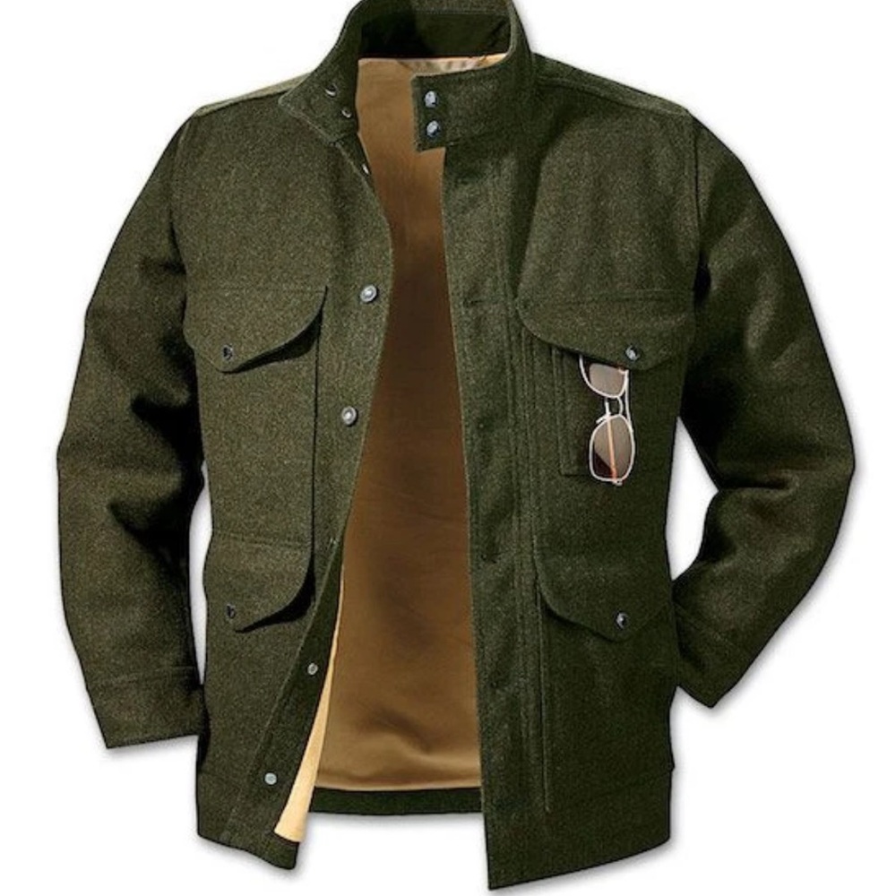 RARE Filson Greenwood Green Wool Cruiser Jacket Medium Moleskin Lined Coat USA
